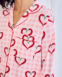 Chelsea Peers - Chilli Heart Print Long Pyjama Set
