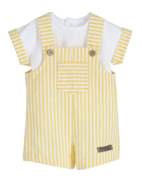 Yellow Candy Stripe Summer Dungaree Outfit