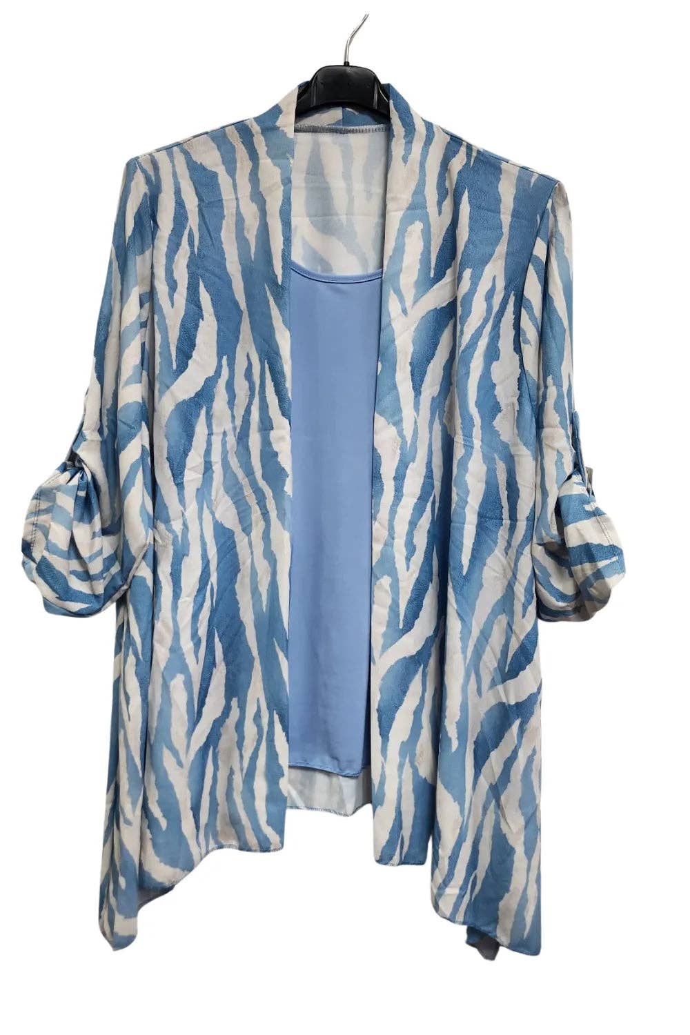 Italian Zebra Print Open Front Top with Attached Inner Vest