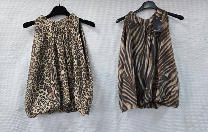 Animal Print Tie Back Tencel Tops
