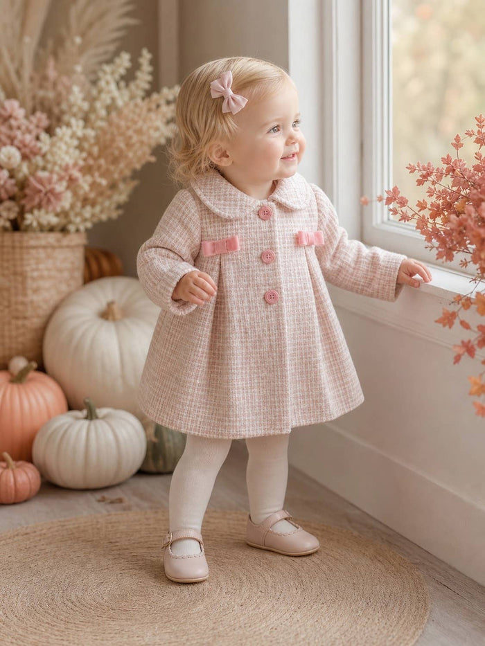 Baby pink tweed-style coat  - 112240 a
