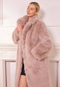 Luxe Faux Fur Coat in Coffee