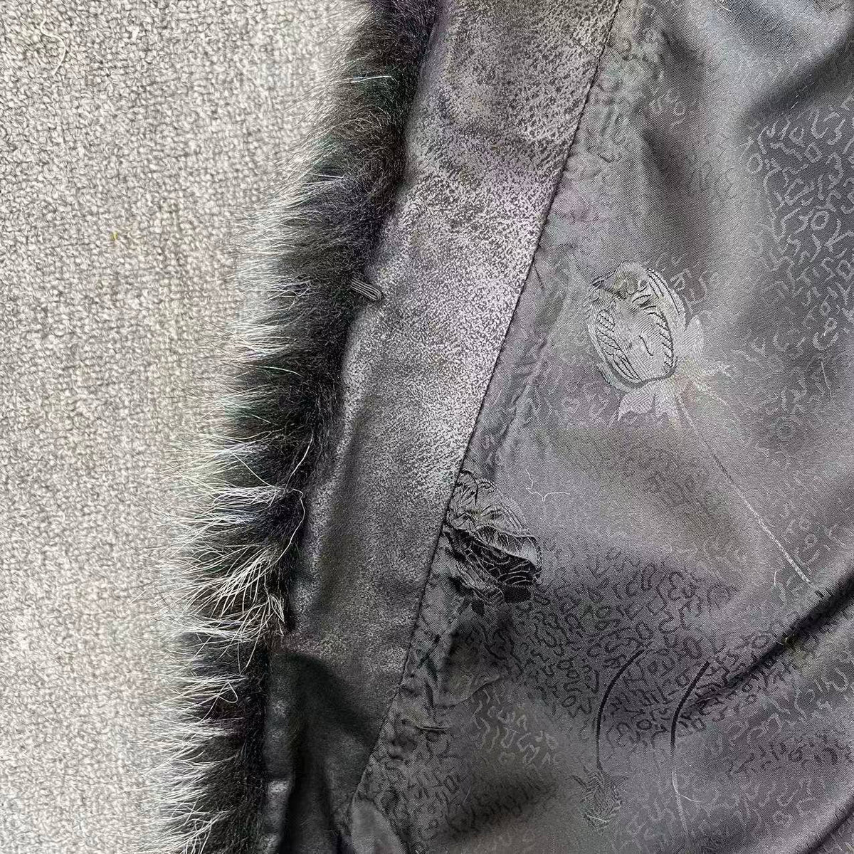 Black Faux Fur Long Coat with Faux Fur Collar & Cuffs