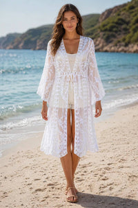 Italian Style Mesh Net Lace Kimono Beach Cover-Up