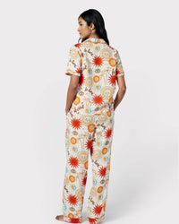 Chelsea Peers - Cotton Cheesecloth Sun & Moon Short Sleeve Long Trouser Pyjama Set