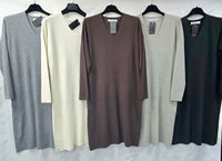 V neck Ribbed Knit Dress