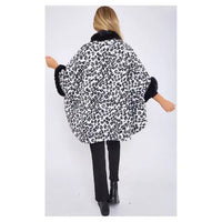 One Size Faux Fur Front Opening Animal Print Cape Sha-Fur485