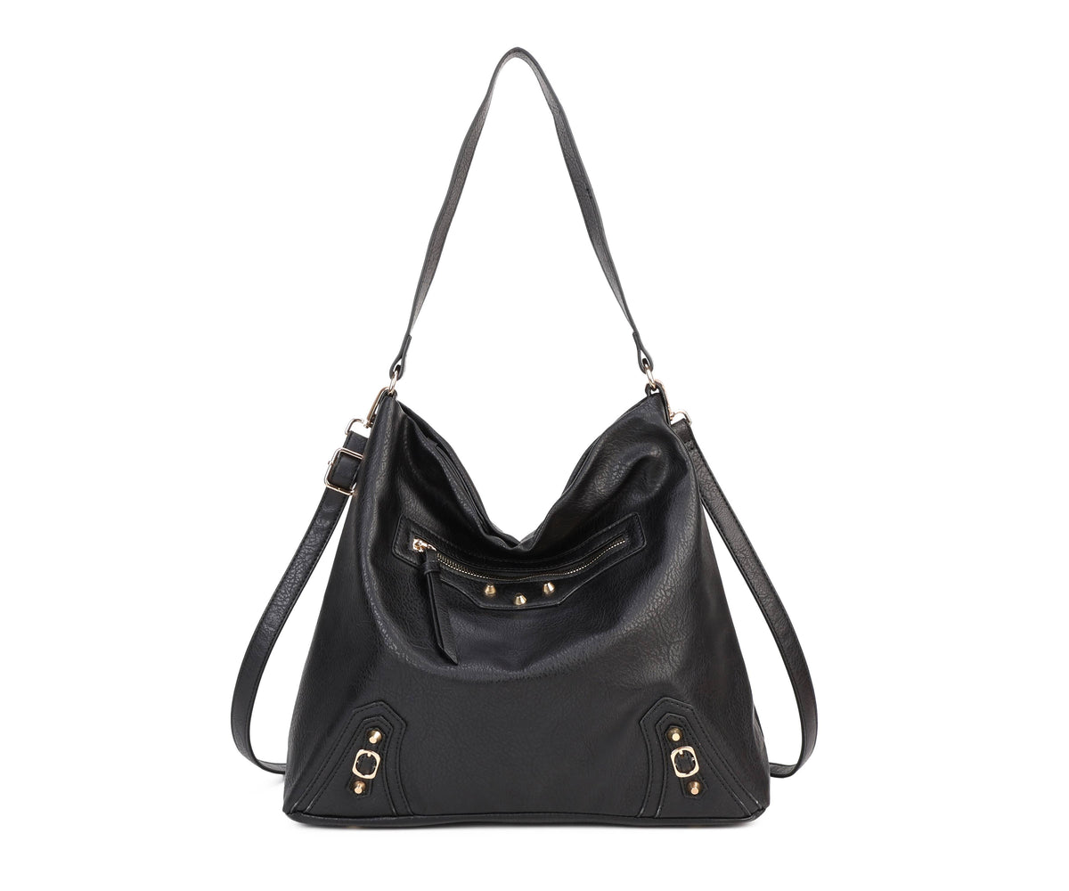 Soft Medium Big Size Mono Handle Hobo Bag with Studs-9332