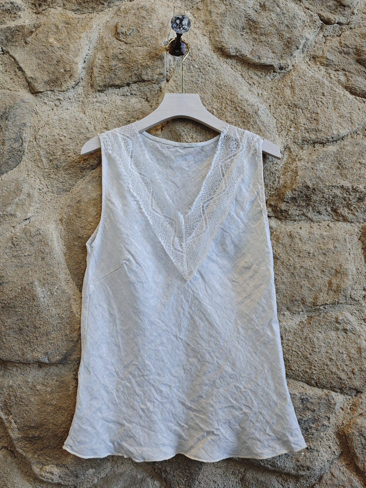 100% Linen V Neck Vest T-shirt Ref-23469