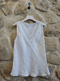 100% Linen V Neck Vest T-shirt Ref-23469