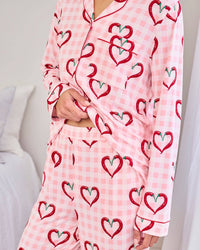 Chelsea Peers - Chilli Heart Print Long Pyjama Set
