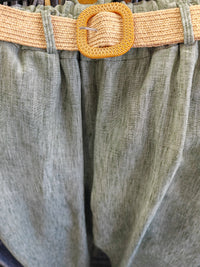 Italian One Size Light Weight Linen Trousers +Belt