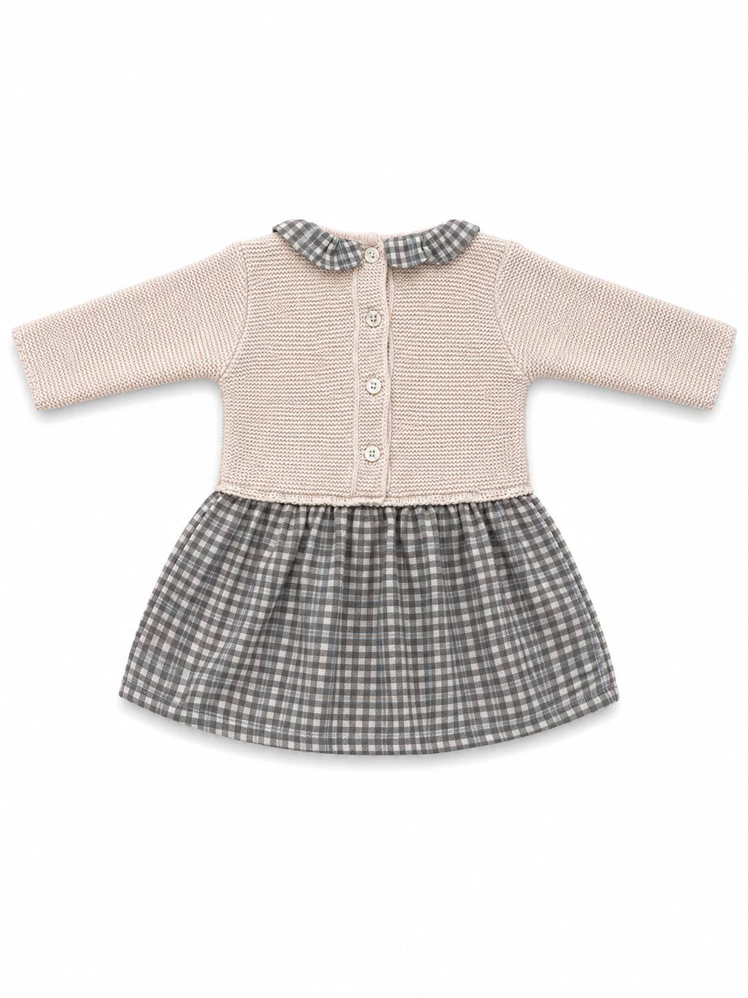 Ref. 2201 – Dress with Upper Part in 100% Acrylic and Skirt in 100% Cotton Checked Fabric