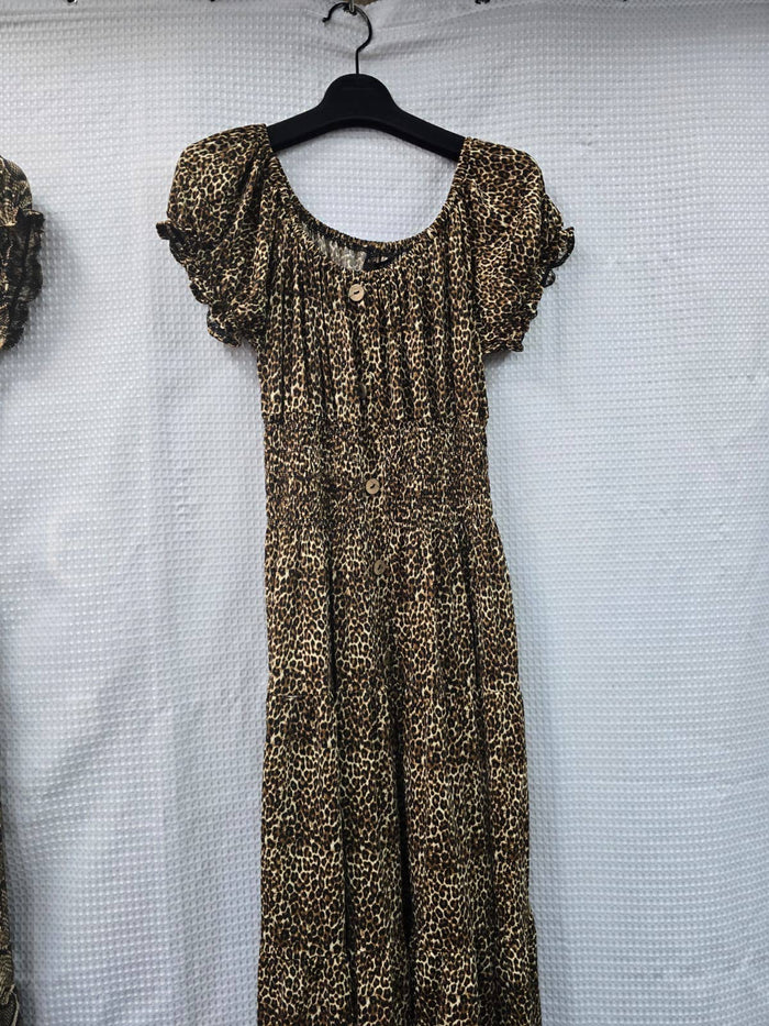 Animal Printed Bardot Midi Dresses