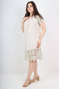Italian Bardot Crochet Lace Dress – Off Shoulder Summer Style
