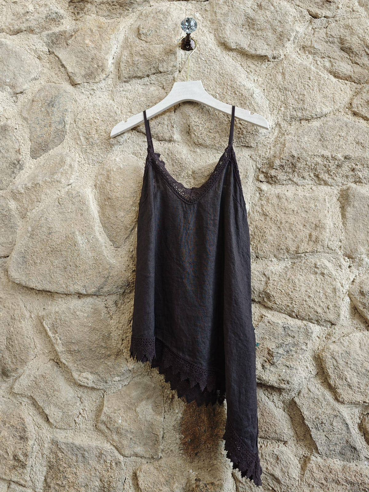 100% Linen Asymmetric Vest top Ref-23472 T-shirt