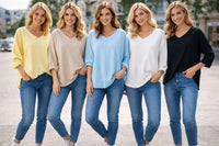 Cotton Textured V Sweatshirt