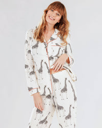 Chelsea Peers - Organic Cotton Cream Giraffe Print: Cream