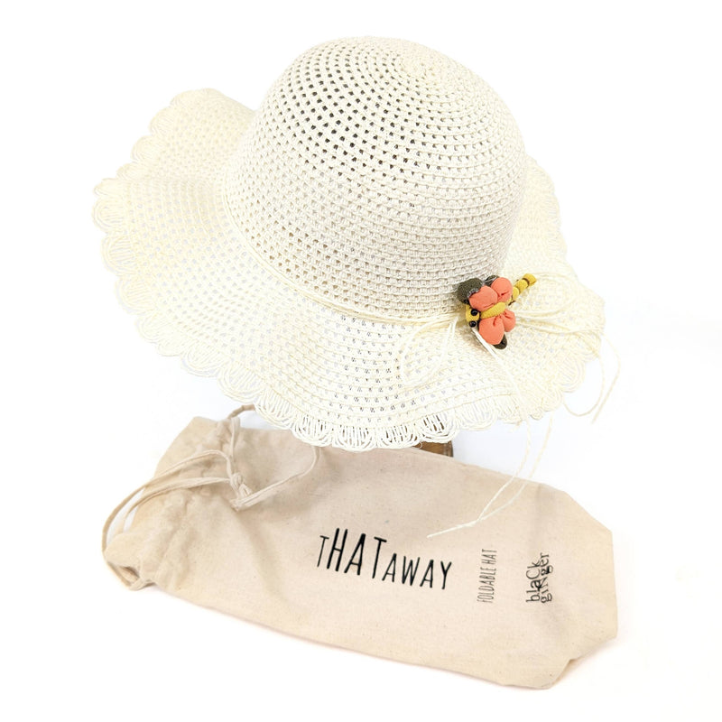 Children's Folding Hat - Cream Dragonfly (54cm)