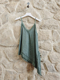 100% Linen Asymmetric Vest top Ref-23472 T-shirt