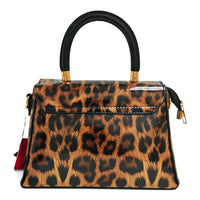 Elegant Glossy Leopard Print Top Handle Handbag-912-2