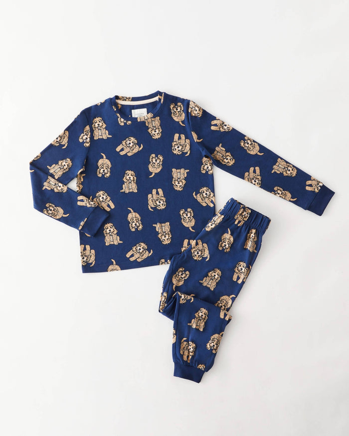 Chelsea Peers - Kids Navy Cockapoo Print Long Pyjama Set