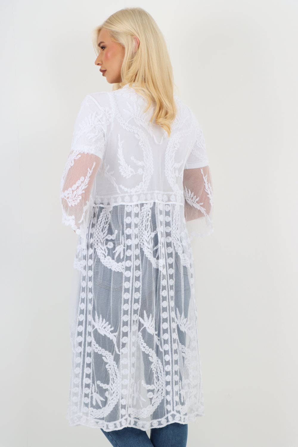 Italian Style Mesh Net Lace Kimono Beach Cover-Up