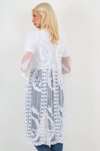 Italian Style Mesh Net Lace Kimono Beach Cover-Up