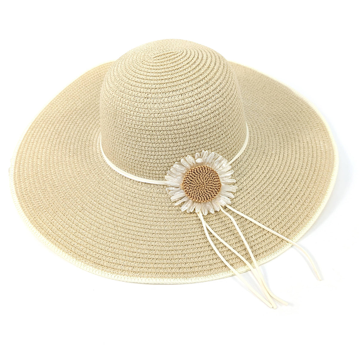 Women's Daisy Wide Brim Foldable Hat - Natural (57cm)