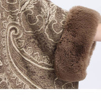 Luxurious Paisley Cape with Faux Fur Collar and Cuffs