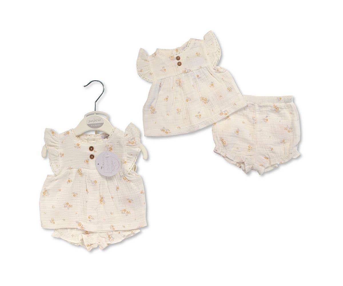 Baby Girls 2 pcs Cotton Set - Flowers - 6244