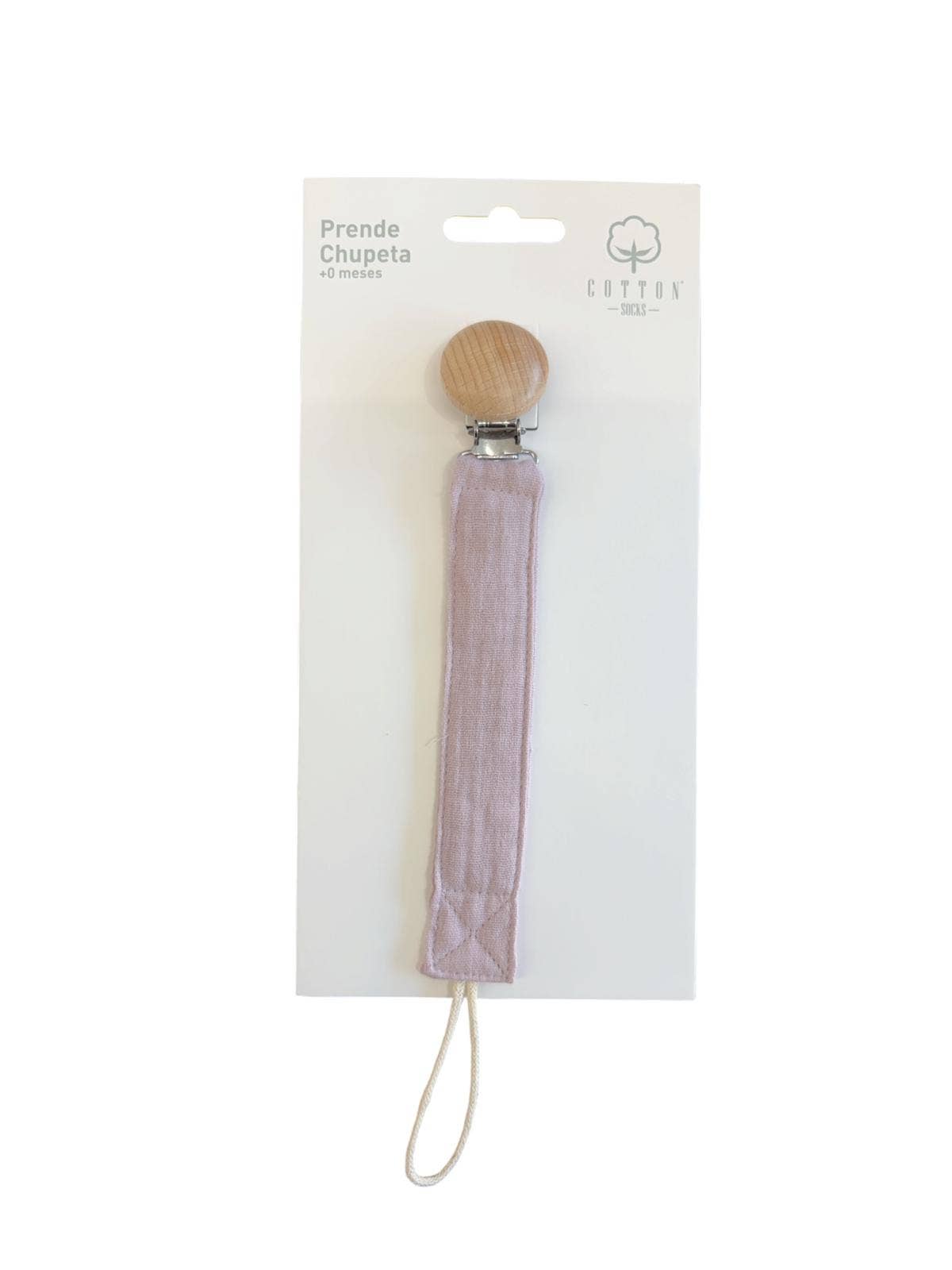 Pacifier holder in organic cotton with anti-loss clip