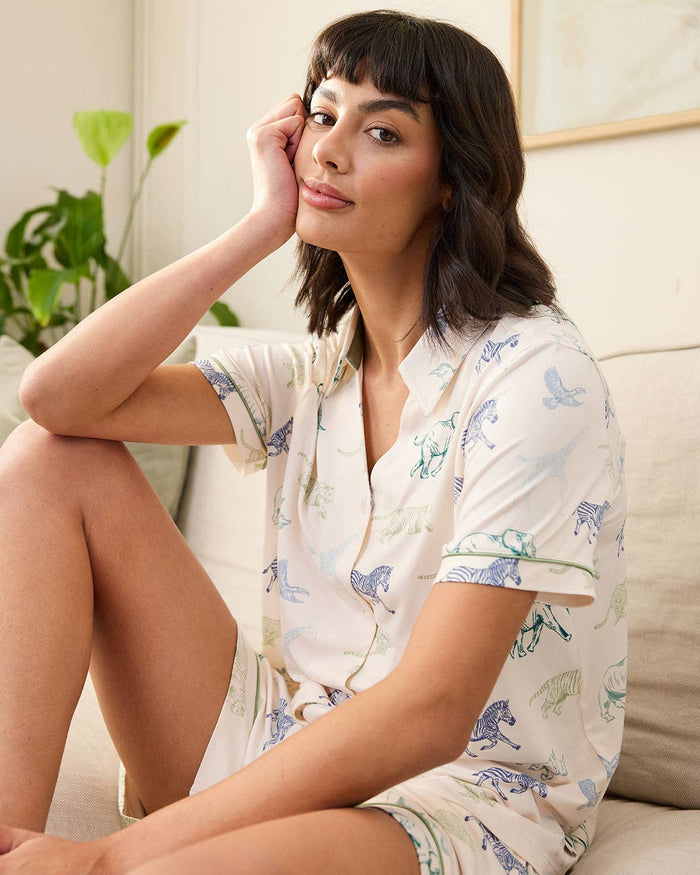 Racing Animals Print Short Pyjama Set