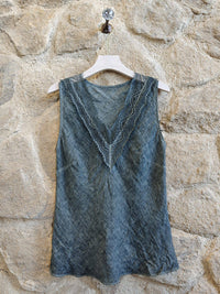 100% Linen V Neck Vest T-shirt Ref-23469