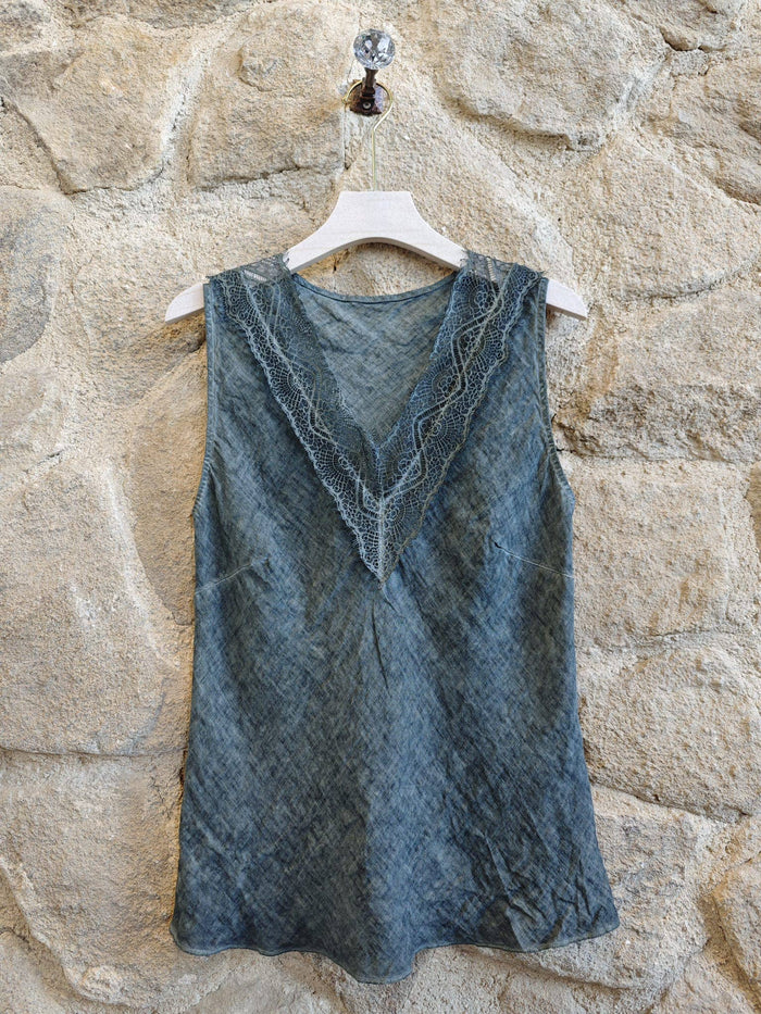 100% Linen V Neck Vest T-shirt Ref-23469