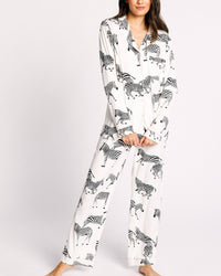 Chelsea Peers - White Zebra Print - Long Sleeved Top and Long Trousers