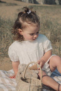 Minnie & Monty - White Daisy Short Puff Sleeve Romper