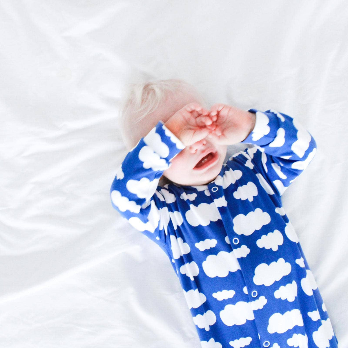 Unisex Baby Cotton Sleepsuit (Onesie) – Blue cloud Print