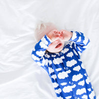 Unisex Baby Cotton Sleepsuit (Onesie) – Blue cloud Print