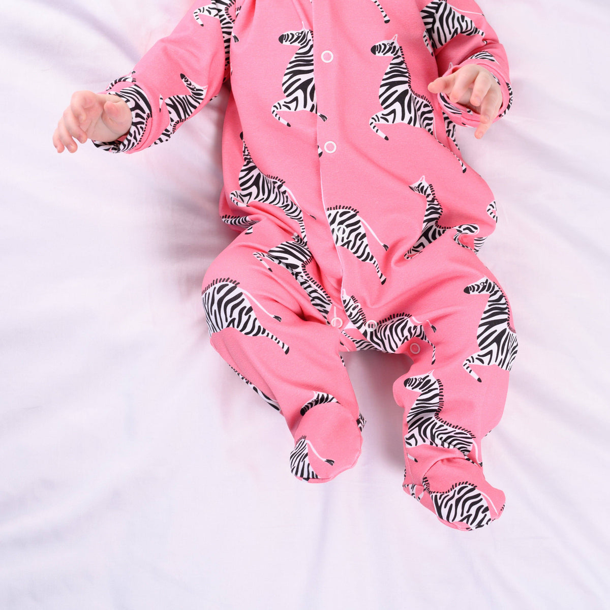 Unisex Baby Cotton Sleepsuit (Onesie) – Pink Zebra Print