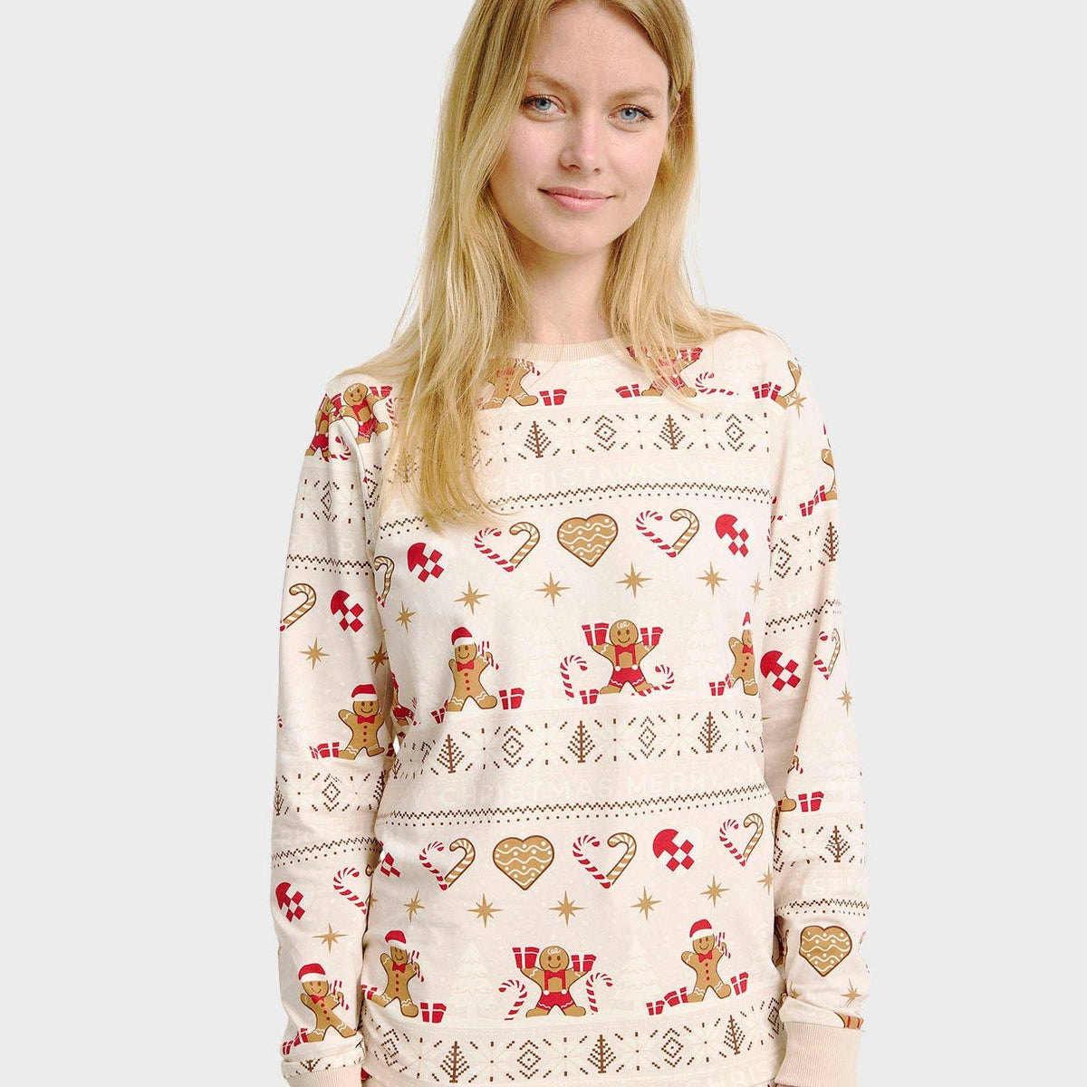 Julecookie Pyjamas Beige – Kvinder