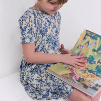 Girls Short Sleeve Cotton Dress - Willow Flower print