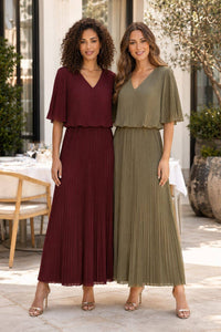 Plain Plisse Pleated Layered Maxi Dress - 3 sizes