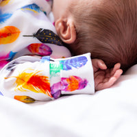 Unisex Baby Cotton Sleepsuit (Onesie) Rainbow Feather Print