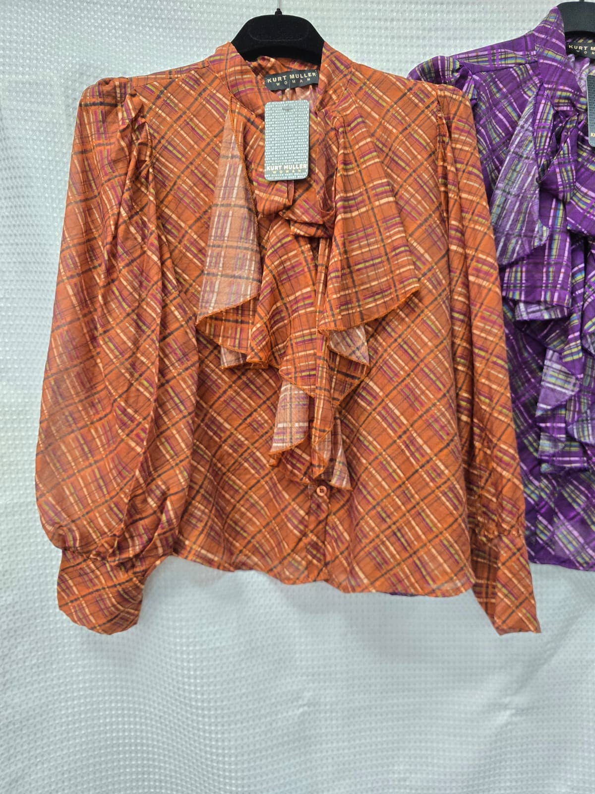 Royal Check Lyocell Silky Frill Blouse