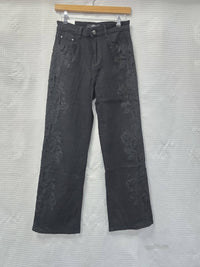 Black Side Lace Crochet Wide Leg Voggo Jeans