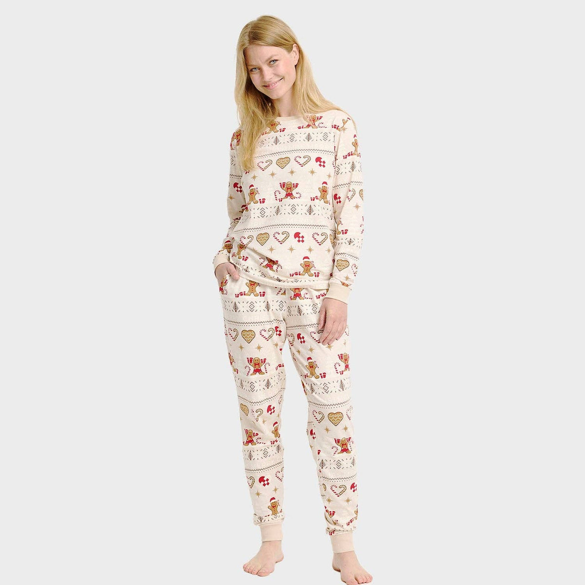 Julecookie Pyjamas Beige – Kvinder