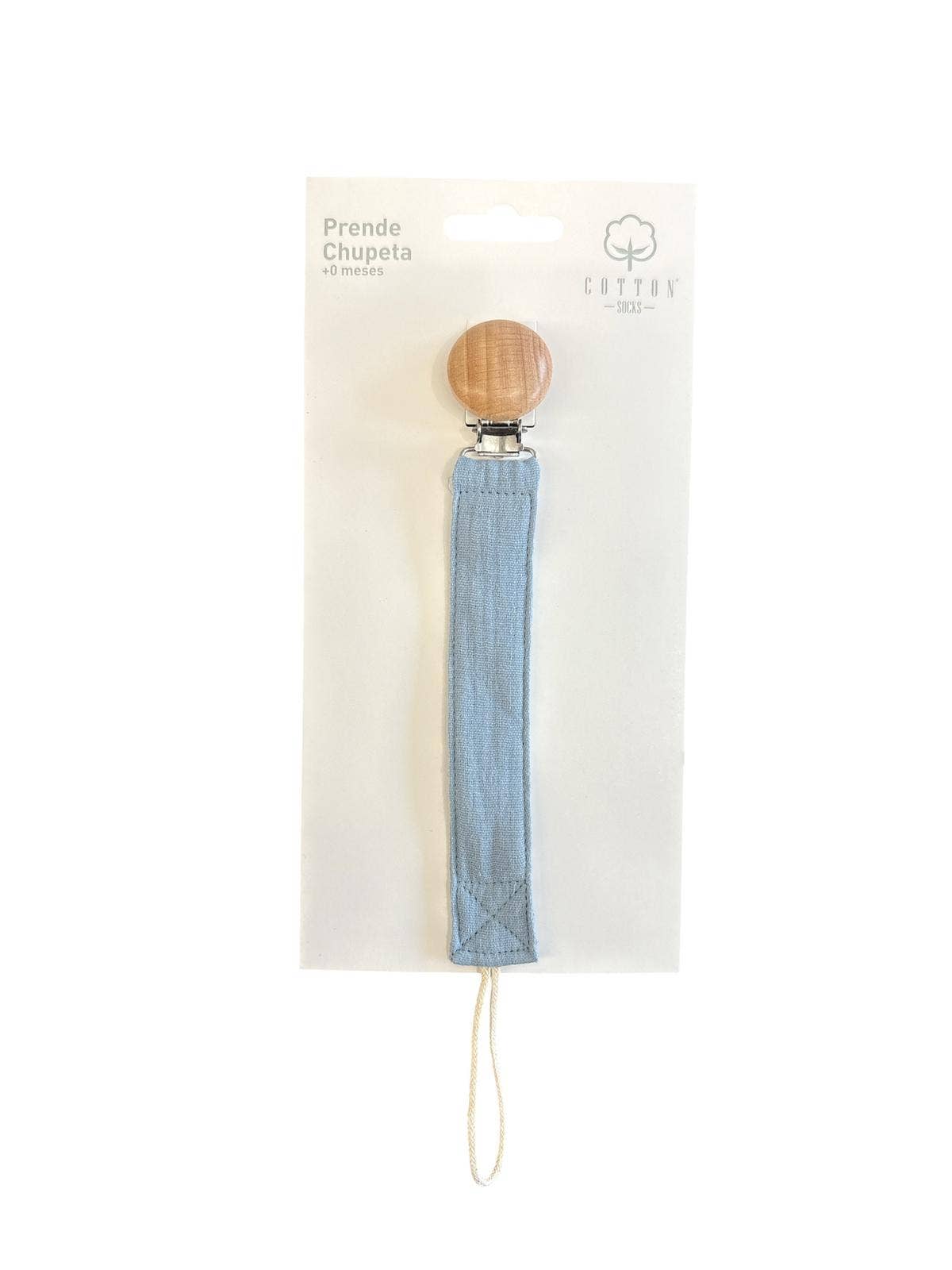 Pacifier holder in organic cotton with anti-loss clip