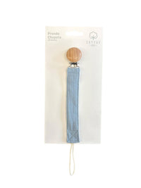 Pacifier holder in organic cotton with anti-loss clip
