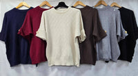 Turn Up Gold Button Sleeve Diamond Embroidery Knit